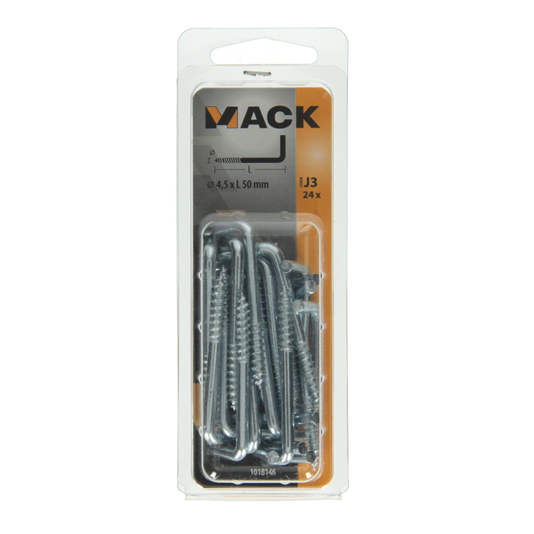 Mack 1018146 - tornillo pulgar acero galvanizado 24 piezas 4,5 x 50 mm | 5 piezas