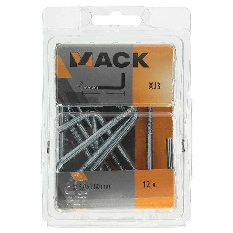 Mack 1018148 - tornillo pulgar acero galvanizado 12 piezas 5,0 x 80 mm | 5 piezas