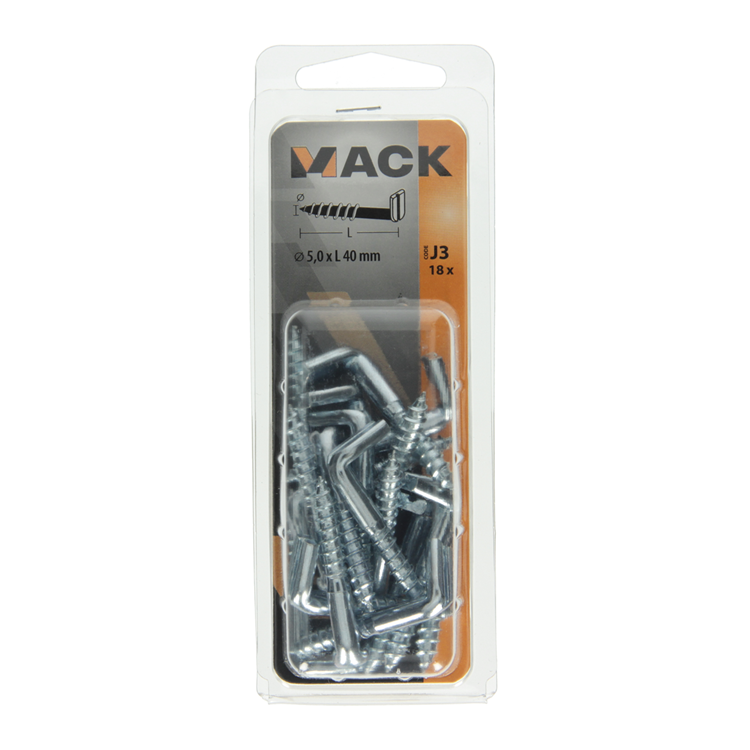 Mack 1018149 - tornillo pulgar con ranura galvanizado 18 piezas 5,0 x 40 mm | 5 piezas