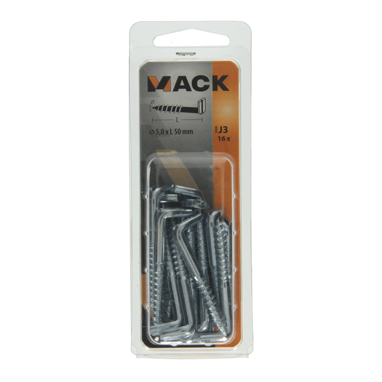 Mack 1018150 - tornillo pulgar con ranura galvanizado 16 piezas 5,0 x 50 mm | 5 piezas