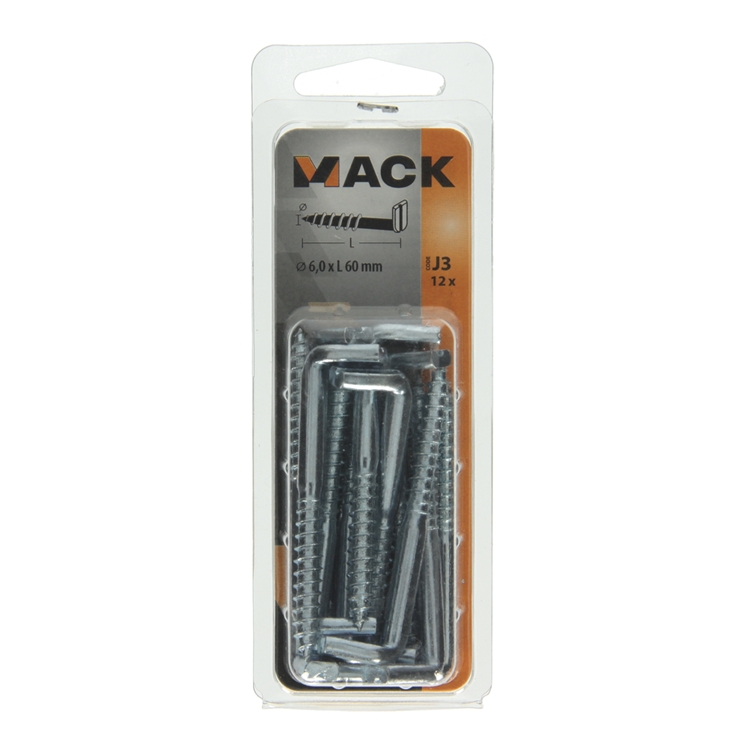 Mack 1018151 - tornillo pulgar con ranura galvanizado 12 piezas 6,0 x 60 mm | 5 piezas
