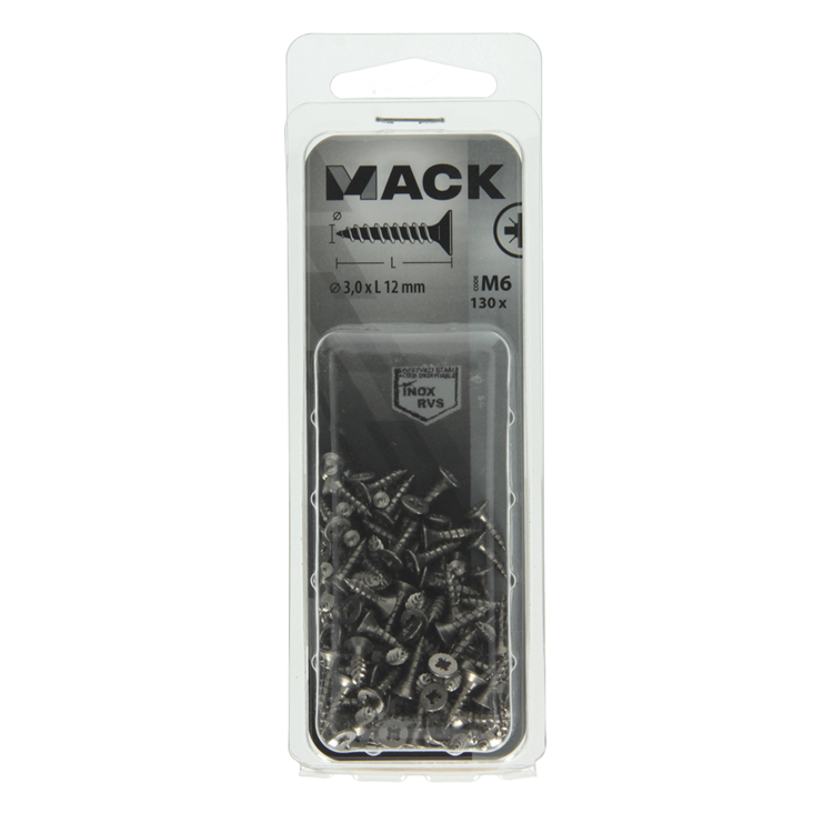 Mack 1019979 - tornillo para aglomerado cabeza vz acero inoxidable 130 piezas 3,0 x 12 mm | 5 piezas