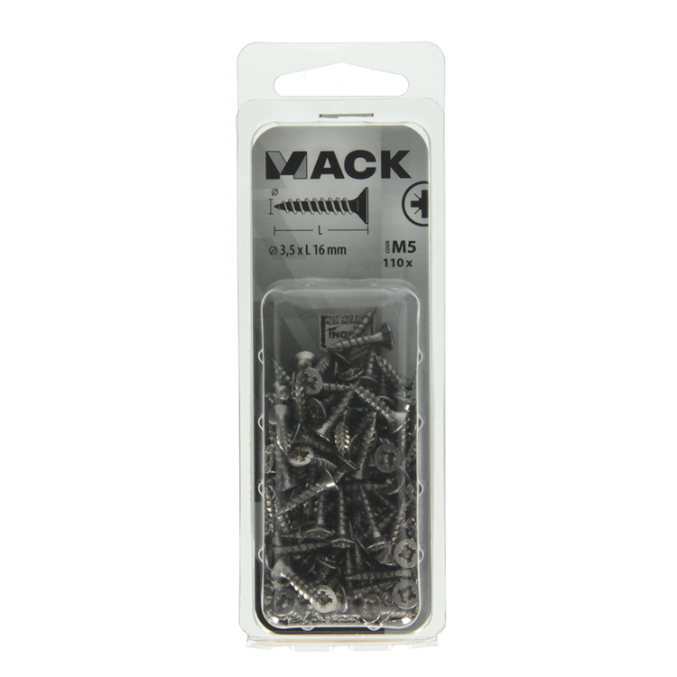 Mack 1019981 - tornillo para aglomerado cabeza vz acero inoxidable 110 piezas 3,5 x 16 mm | 5 piezas
