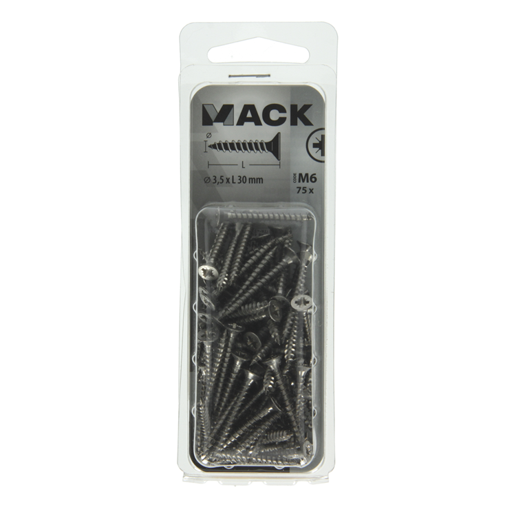 Mack 1019984 - tornillo para aglomerado cabeza vz acero inoxidable 75 piezas 3,5 x 30 mm | 5 piezas