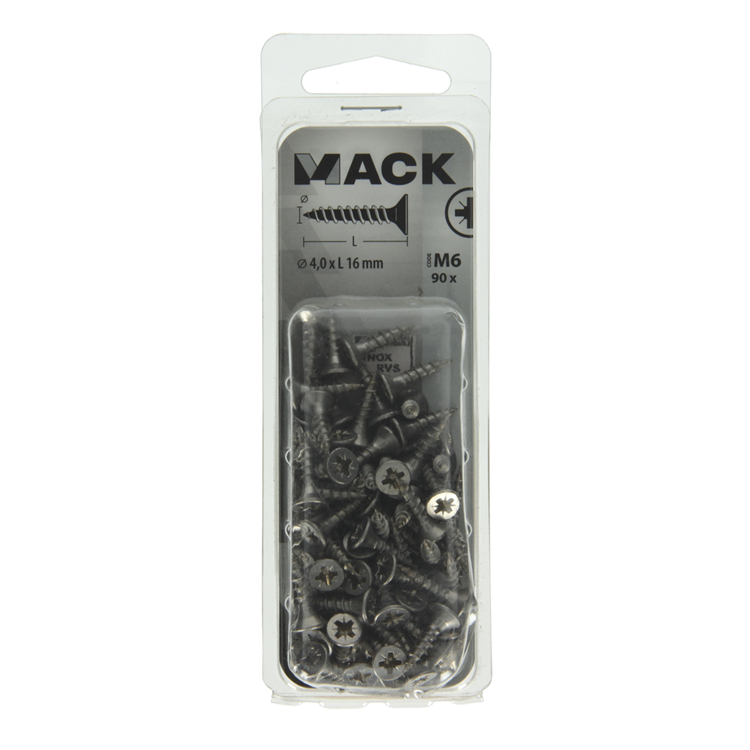Mack 1019985 - tornillo para aglomerado cabeza vz acero inoxidable 90 piezas 4,0 x 16 mm | 5 piezas