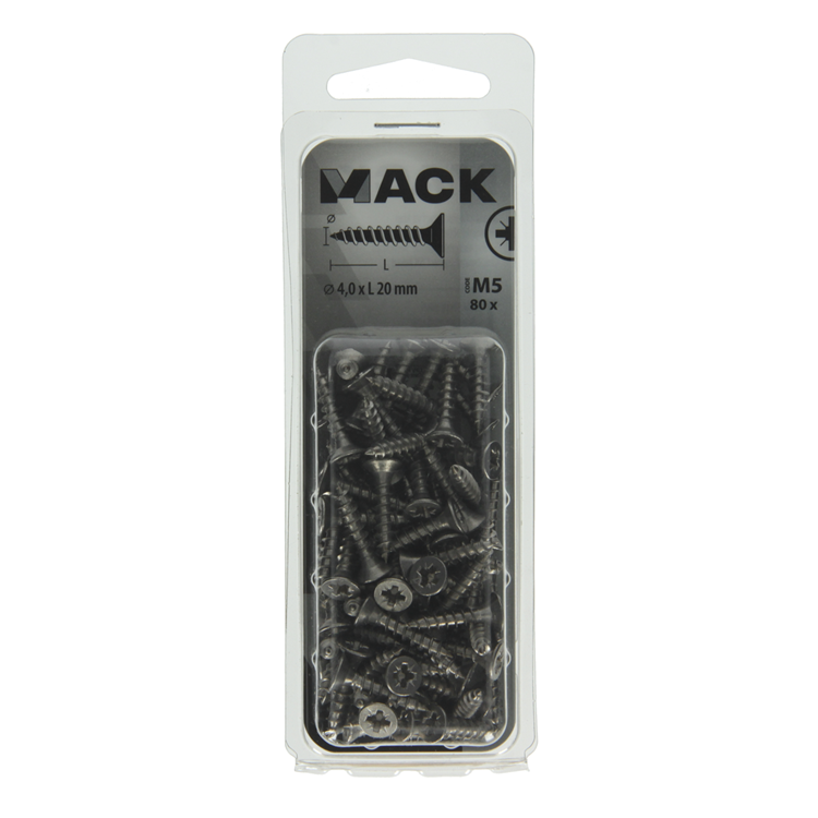 Mack 1019986 - tornillo para aglomerado cabeza vz acero inoxidable 80 piezas 4,0 x 20 mm | 5 piezas
