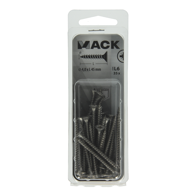 Mack 1019991 - tornillo para aglomerado cabeza vz acero inoxidable 35 piezas 4,0 x 45 mm | 5 piezas