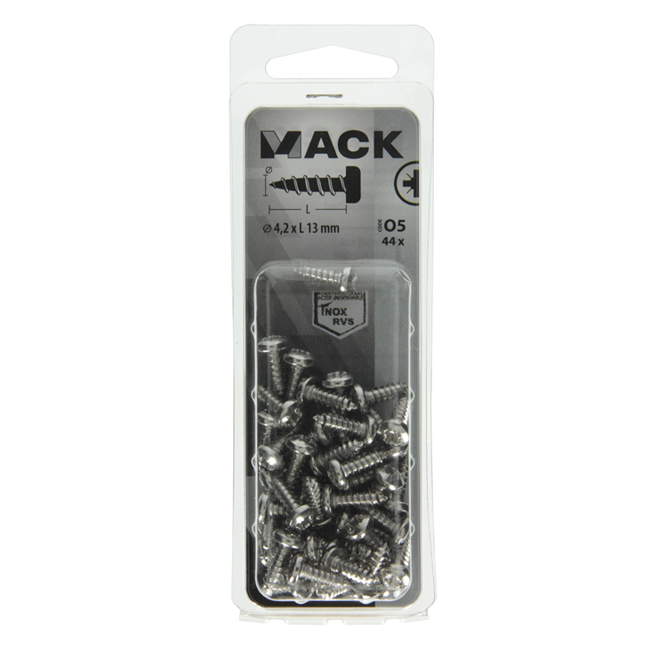 Mack 1020017 - tornillo autorroscante culata a2 44 piezas 4,2 x 13 mm | 5 piezas