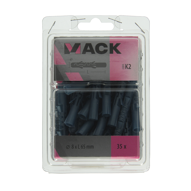 Mack 1020028 - tapón de expansión largo polietileno 35 uds 8 x 65 mm | 3 piezas