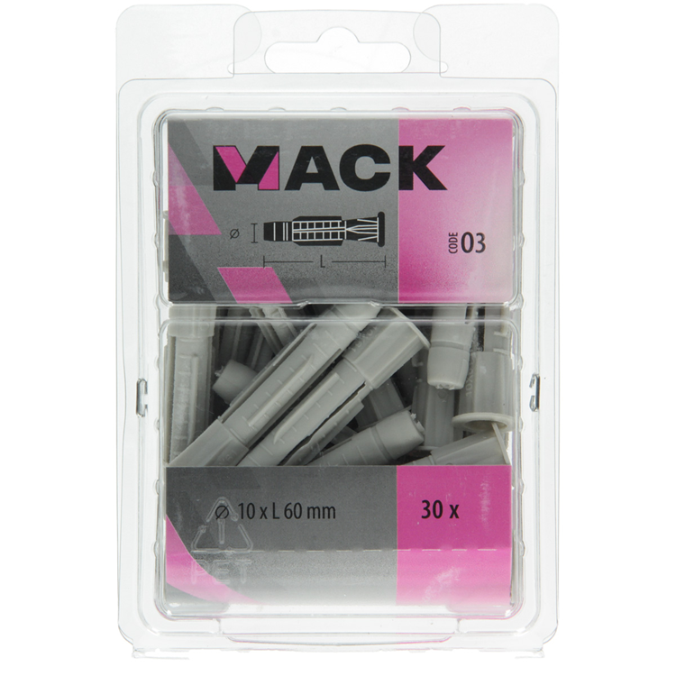 Mack 1018160 - enchufe universal + collar polietilo 30 piezas 10 x 60 mm | 5 piezas