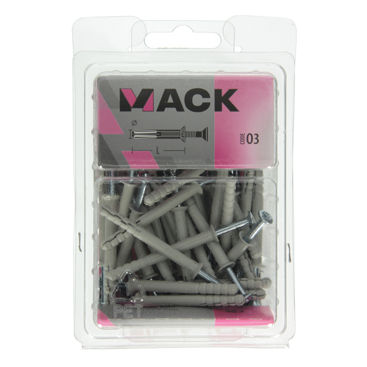 Mack 1018163 - taco clavo de nylon poliamida 40 piezas 5 x 50 mm | 3 piezas