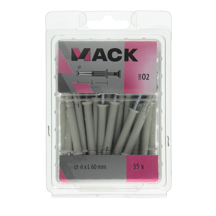 Mack 1018165 - taco clavo de nylon poliamida 35 piezas 6 x 60 mm | 3 piezas