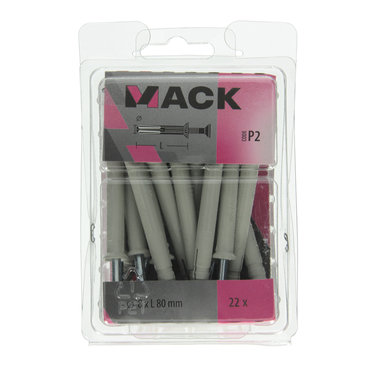 Mack 1018168 - taco clavo de nylon poliamida 22 piezas 8 x 80 mm | 3 piezas