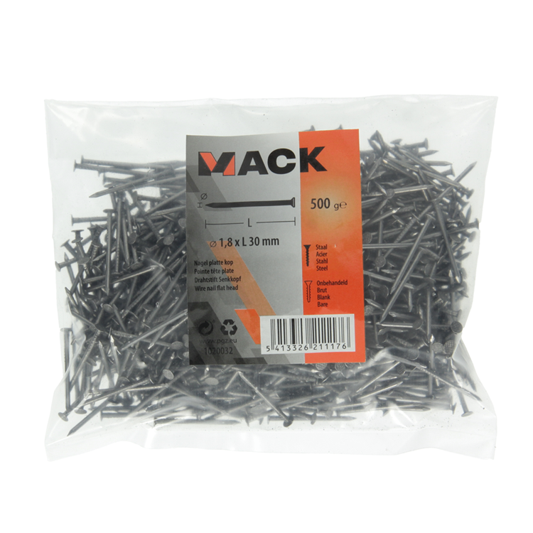 Mack 1020032 - clavo cabeza plana 500 gr 1,8 x 30 mm | 10 piezas