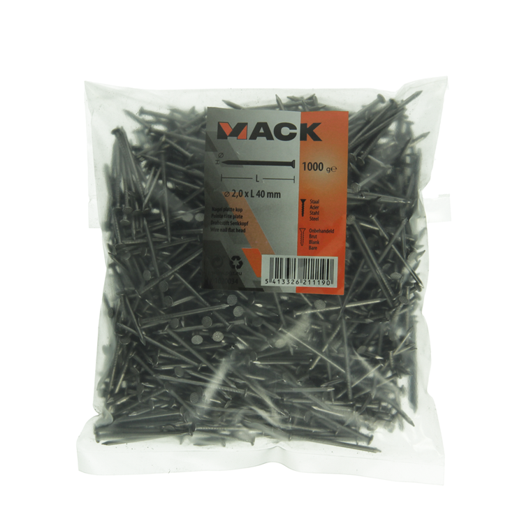 Mack 1020034 - clavo cabeza plana 1000 gr 2,0 x 40 mm | 10 piezas