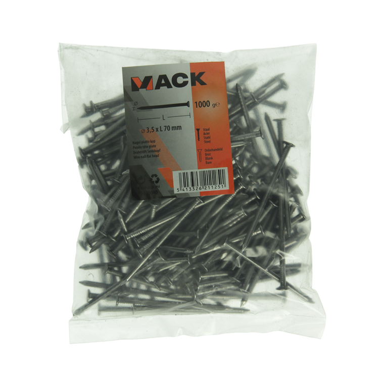 Mack 1020040 - clavo cabeza plana 1000 gr 3,5 x 70 mm | 10 piezas
