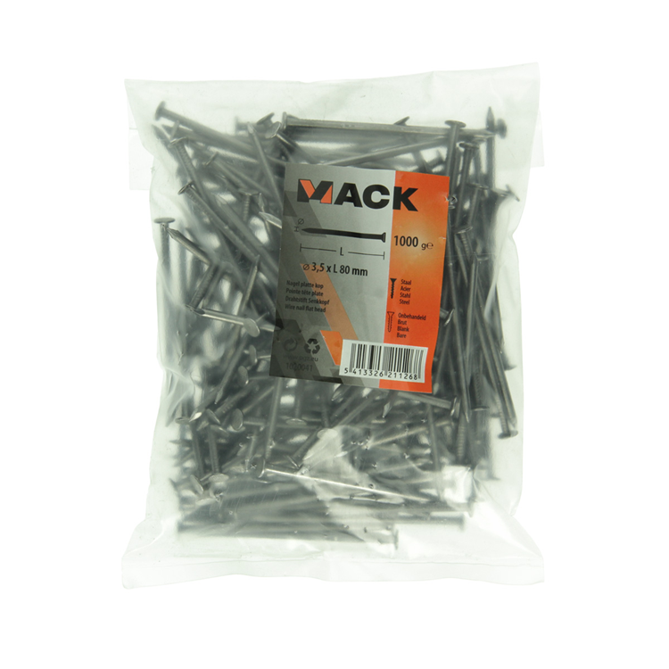 Mack 1020041 - clavo cabeza plana 1000 gr 3,5 x 80 mm | 10 piezas