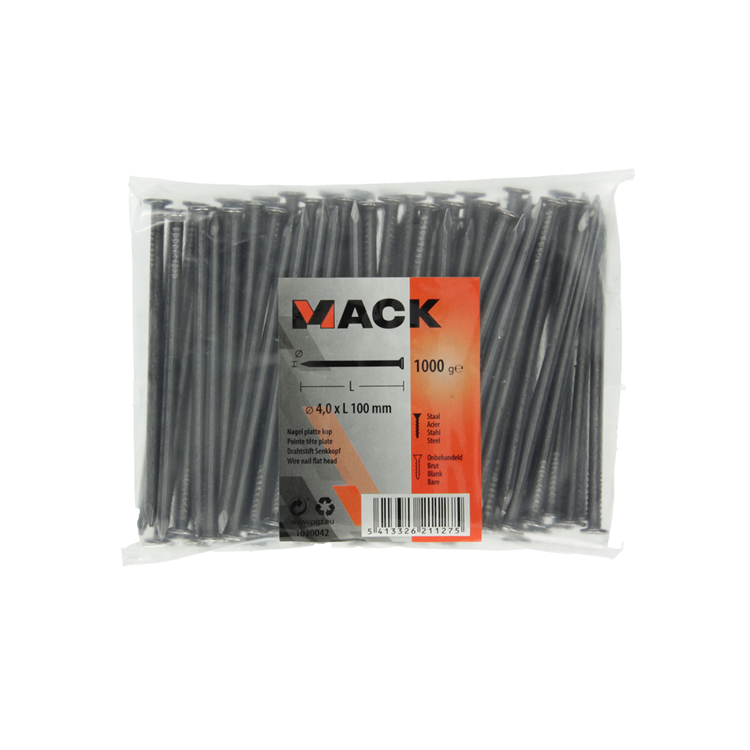 Mack 1020042 - clavo cabeza plana 1000 gr 4,0 x 100 mm | 10 piezas