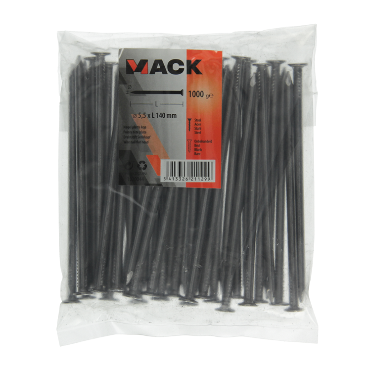 Mack 1020044 - clavo cabeza plana 1000 gr 5,5 x 140 mm | 10 piezas