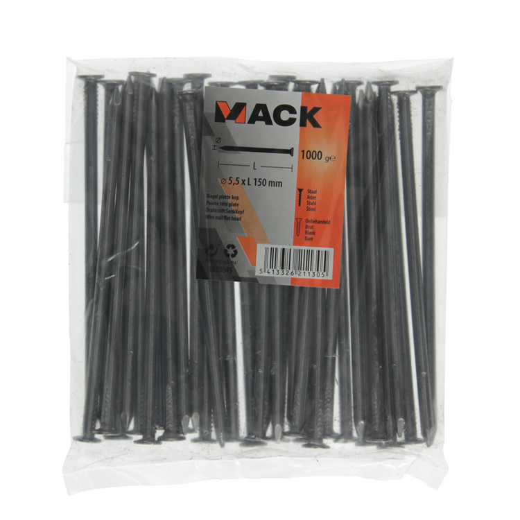 Mack 1020045 - clavo cabeza plana 1000 gr 5,5 x 150 mm | 10 piezas