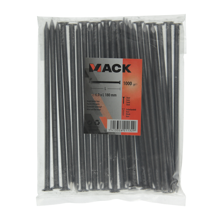 Mack 1020047 - clavo cabeza plana 1000 gr 6,0 x 180 mm | 10 piezas