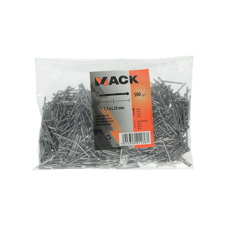 Mack 1020049 - clavo cabeza redonda 500 gr 1,5 x 25 mm | 10 piezas