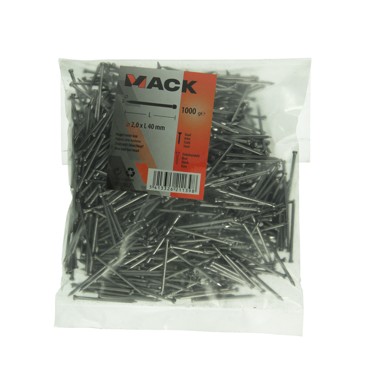 Mack 1020052 - clavo cabeza redonda 1000 gr 2,0 x 40 mm | 10 piezas