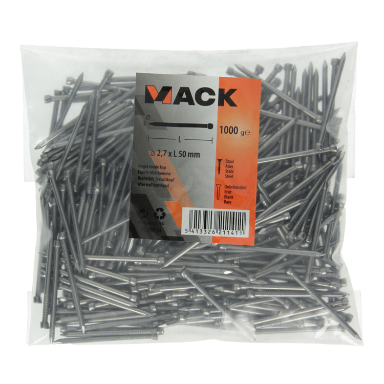 Mack 1020054 - clavo cabeza redonda 1000 gr 2,7 x 50 mm | 10 piezas