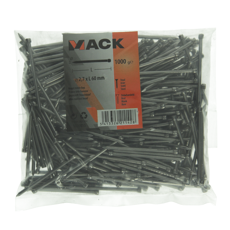 Mack 1020055 - clavo cabeza redonda 1000 gr 2,7 x 60 mm | 10 piezas