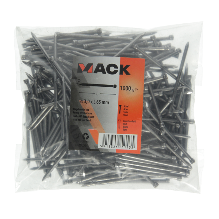 Mack 1020056 - clavo cabeza redonda 1000 gr 3,0 x 65 mm | 10 piezas
