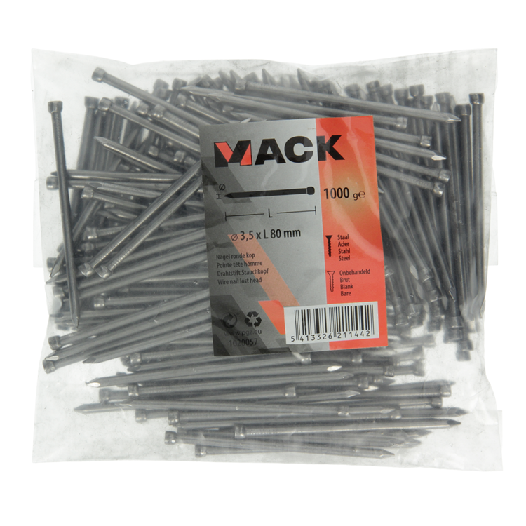 Mack 1020057 - clavo cabeza redonda 1000 gr 3,5 x 80 mm | 10 piezas