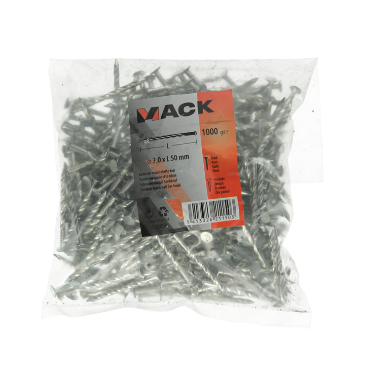 Mack 1020059 - clavo torcido cabeza plana vz 1000 gr 3,0 x 50 mm | 10 piezas