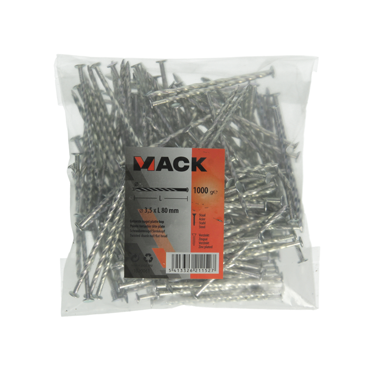 Mack 1020061 - clavo torcido cabeza plana vz 1000 gr 3,5 x 80 mm | 10 piezas