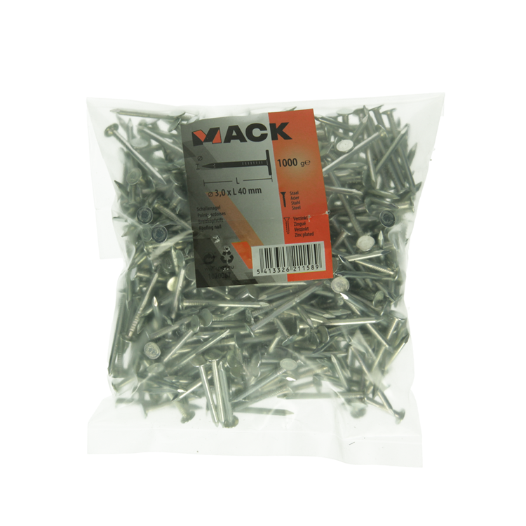 Mack 1020067 - clavo de esquisto galvanizado 1000 gr 3,0 x 40 mm | 10 piezas