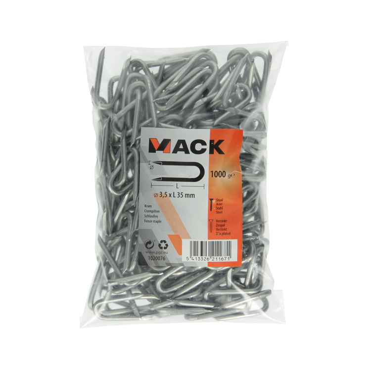 Mack 1020076 - grapa galvanizada 1000 gr 3,5 x 35 mm | 10 piezas