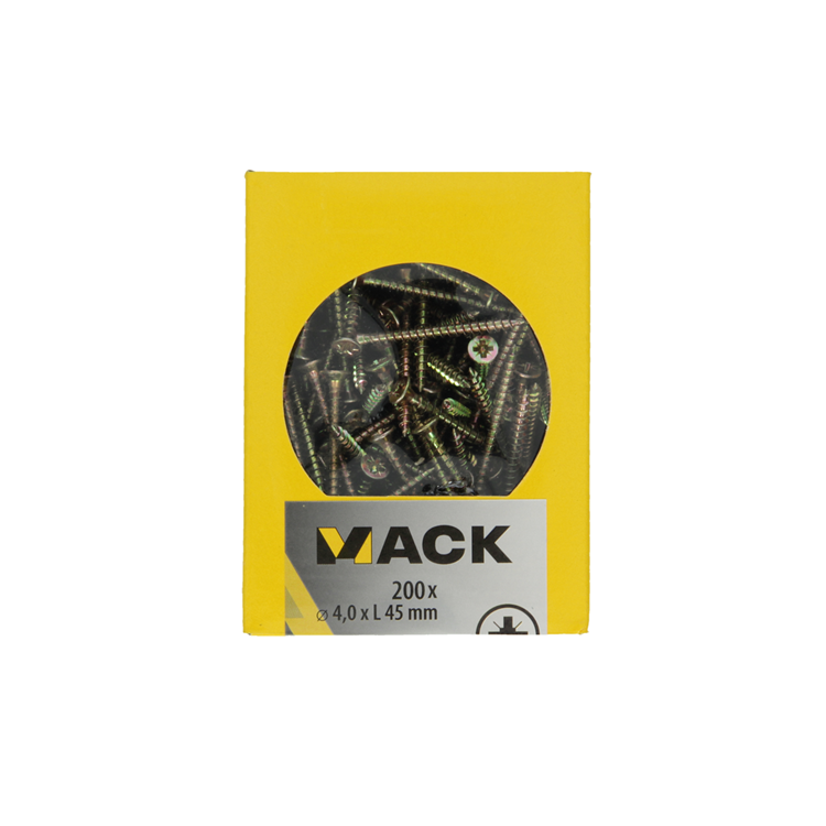 Mack 1020095 - tornillo para aglomerado con cabeza amarilla con 200 piezas 4,0 x 45 mm | 5 piezas