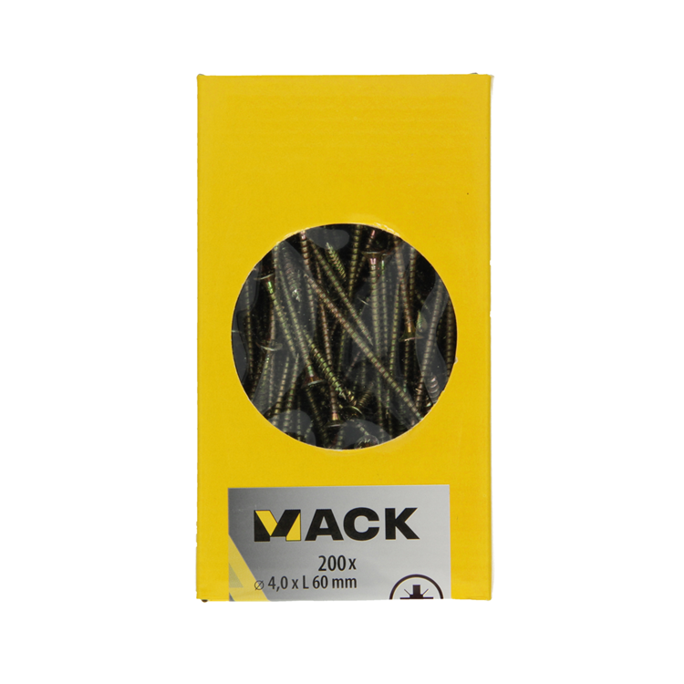 Mack 1020097 - tornillo para aglomerado con cabeza amarillo vz 200 uds 4,0 x 60 mm | 2 piezas