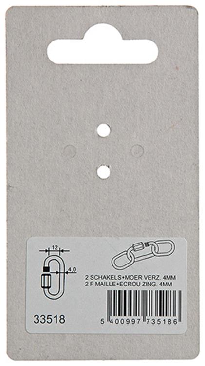 Mack 1008488 - 2 eslabones vacíos + tuerca 4mm galvanizada | 10 piezas