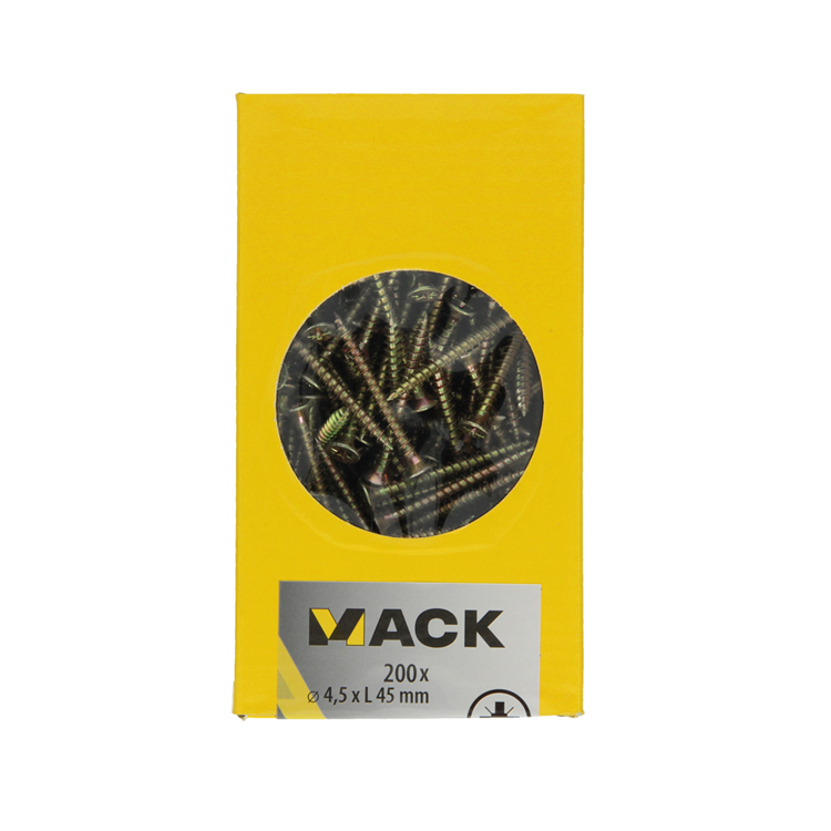 Mack 1020105 - tornillo para aglomerado con cabeza amarilla con 200 piezas 4,5 x 45 mm | 3 piezas