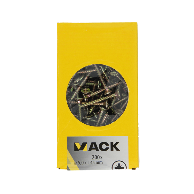 Mack 1020114 - tornillo para aglomerado con cabeza amarilla con 200 piezas 5,0 x 45 mm | 3 piezas