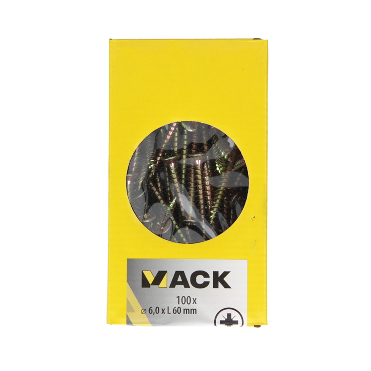 Mack 1020123 - tornillo para aglomerado con cabeza amarilla con 100 piezas 6,0 x 60 mm | 2 piezas