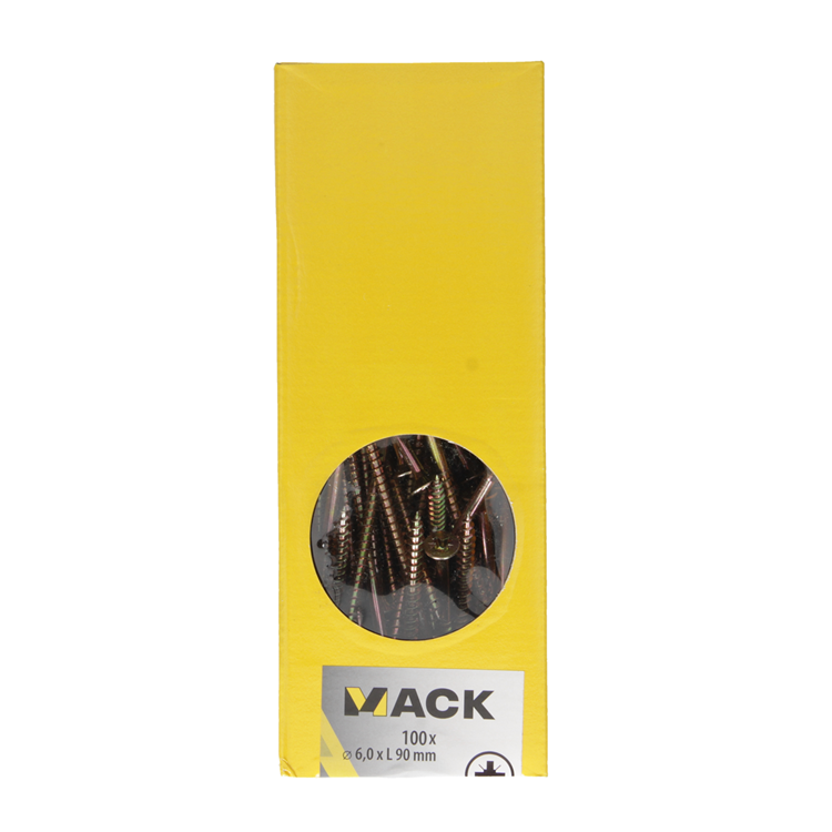 Mack 1020126 - tornillo para aglomerado con cabeza amarilla con 100 piezas 6,0 x 90 mm | 1 pieza