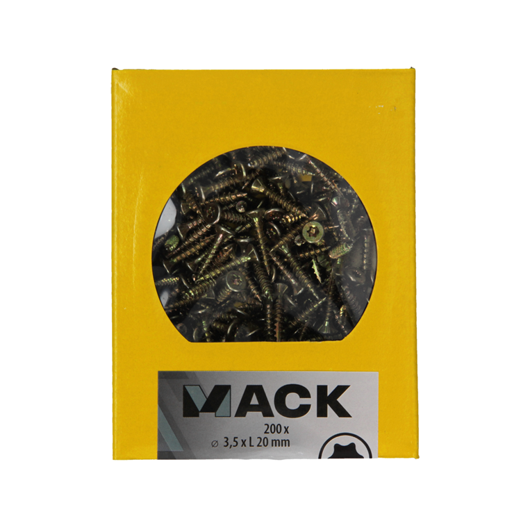 Mack 1020129 - tornillo para aglomerado vz kp-autorroscantegvz 200ud 3,5 x 20 mm | 5 piezas