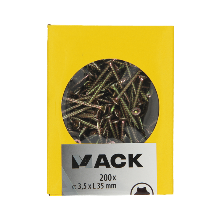 Mack 1020132 - tornillo aglomerado vz kp-autoblocantegvz 200uds 3,5 x 35 mm | 5 piezas