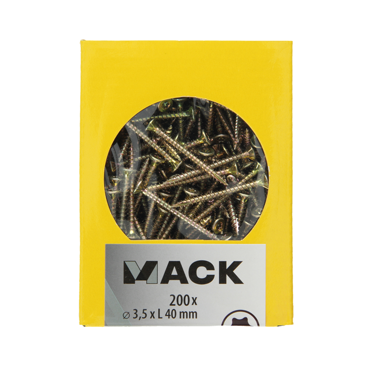 Mack 1020133 - tornillo para aglomerado vz kp-autorroscantegvz 200ud 3,5 x 40 mm | 5 piezas