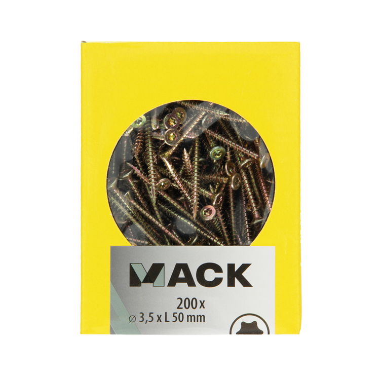 Mack 1020134 - tornillo aglomerado vz kp-autoblocantegvz 200uds 3,5 x 50 mm | 5 piezas