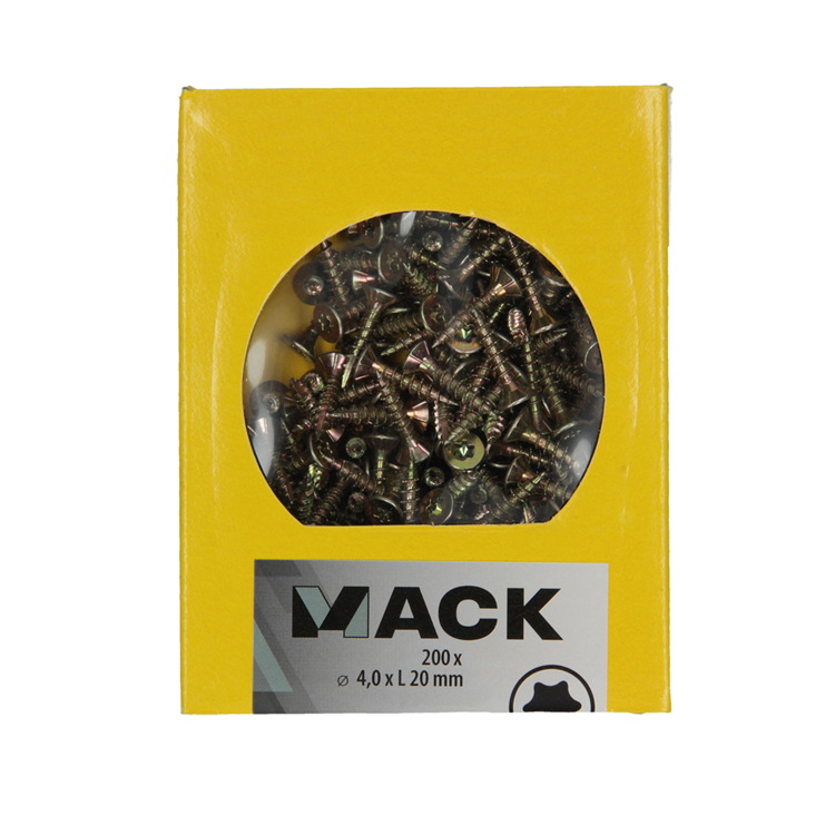 Mack 1020135 - tornillo aglomerado vz kp-autoblocantegvz 200uds 4,0 x 20 mm | 5 piezas
