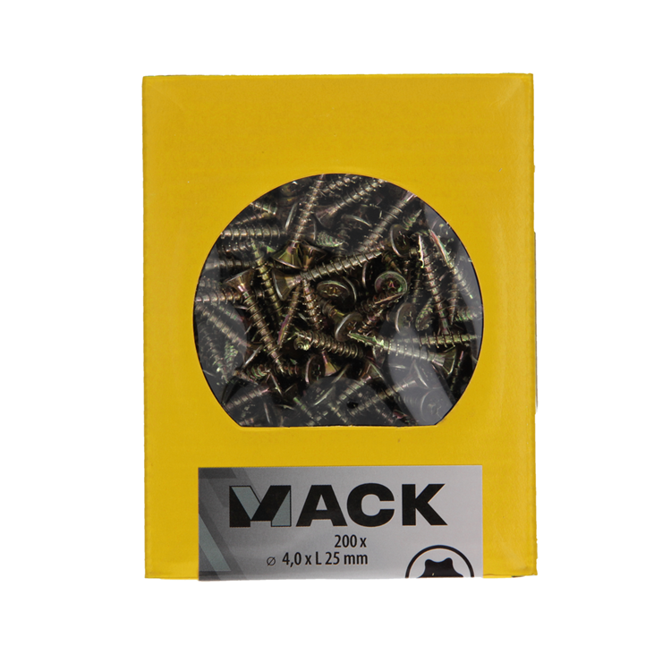 Mack 1020136 - tornillo para aglomerado vz kp-autoperforantegvz 200ud 4,0 x 25 mm | 5 piezas