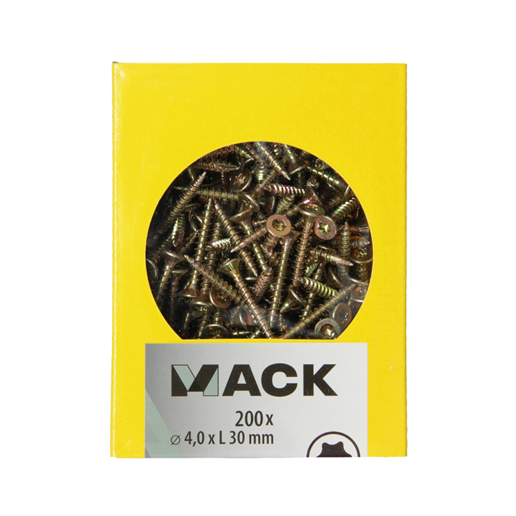Mack 1020137 - tornillo aglomerado vz kp-autoblocantegvz 200uds 4,0 x 30 mm | 5 piezas