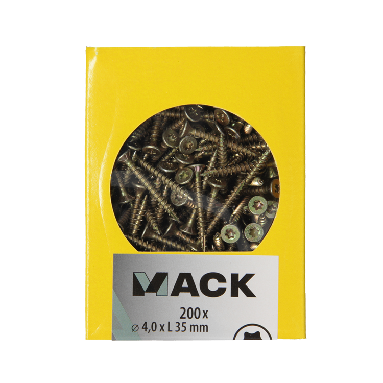 Mack 1020138 - tornillo para aglomerado vz kp-autorroscantegvz 200ud 4,0 x 35 mm | 5 piezas